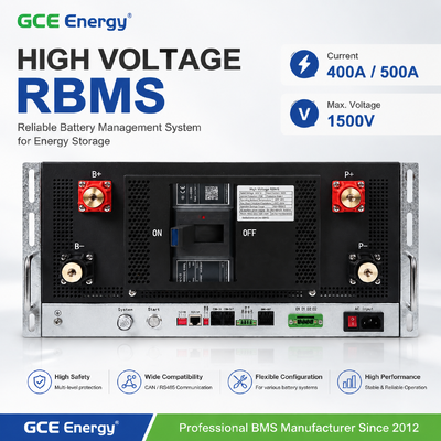 GCE 에너지 고전압 BMS 1500V MAX 500A / 400AB 배터리 관리 시스템∙ ESS, UPS, 태양 에너지 저장 및 대규모 리?? 배터리 애플리케이션을 위한 랙 마운트 RBMS 솔루션
