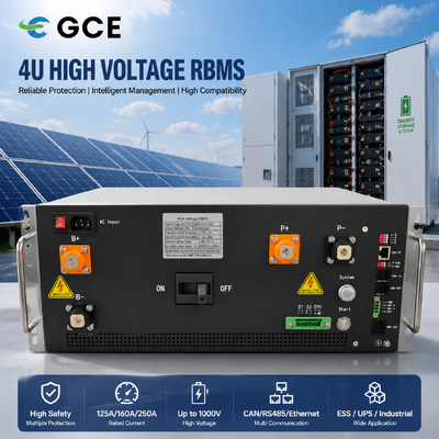 GCE Energy 4U 랙 BMS 250A 1000V 태양광 ESS 컨테이너용 고전압 배터리 관리 시스템 | CAN RS485 이더넷 CE 인증